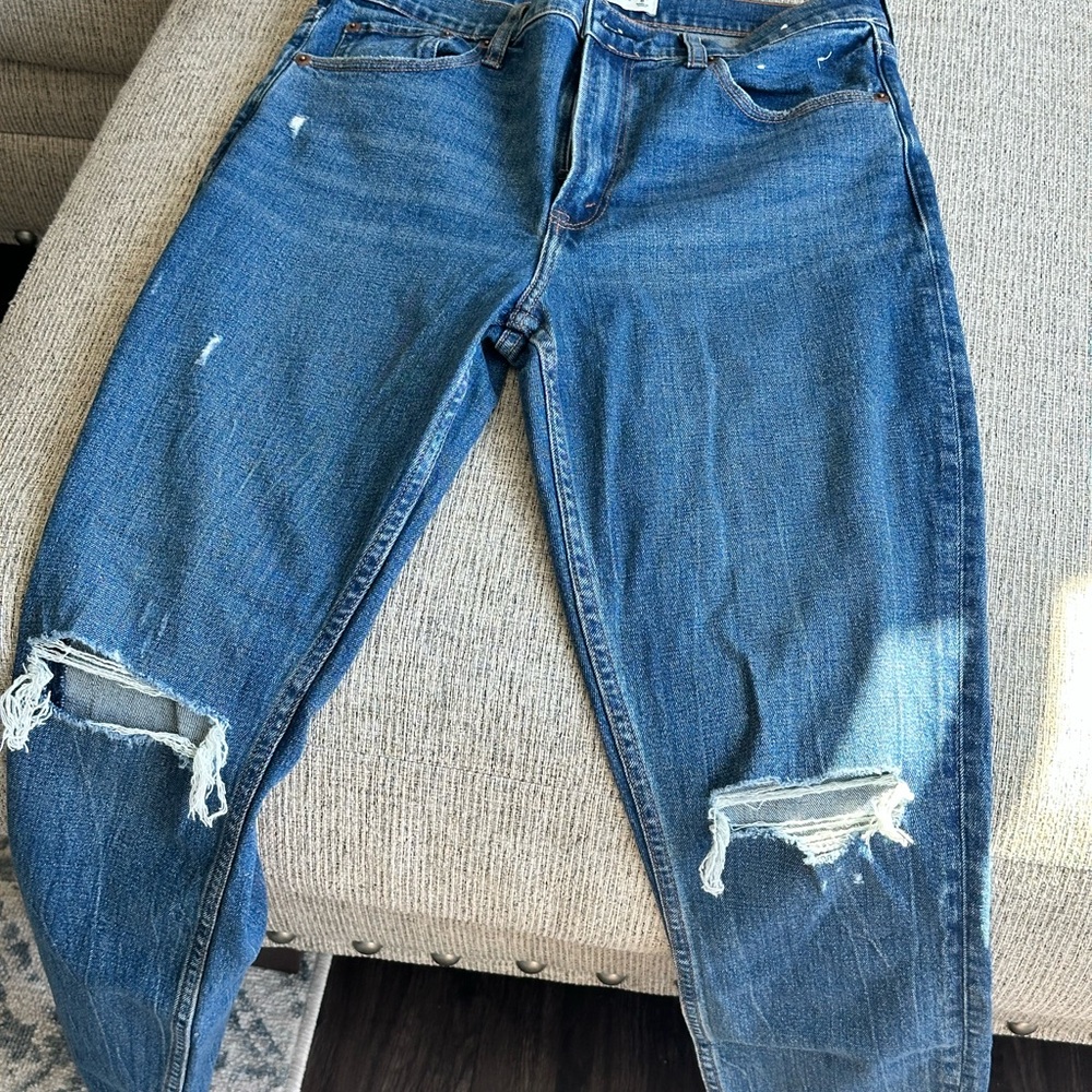 Abercrombie & Fitch Blue Distressed Boyfriend Jeans
